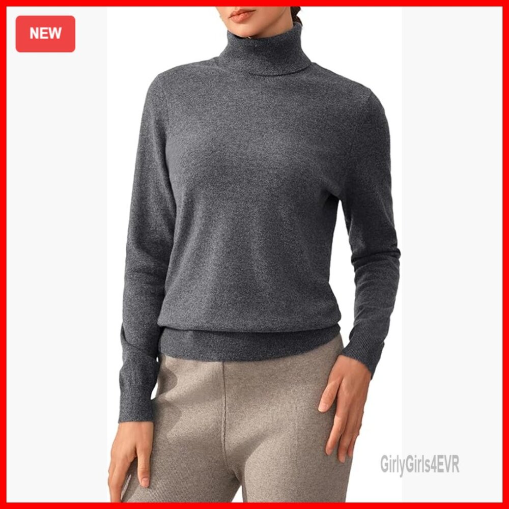 Luxury Cashmere Turtleneck Sweater Lightweight Pullover Women's Long Sleeve